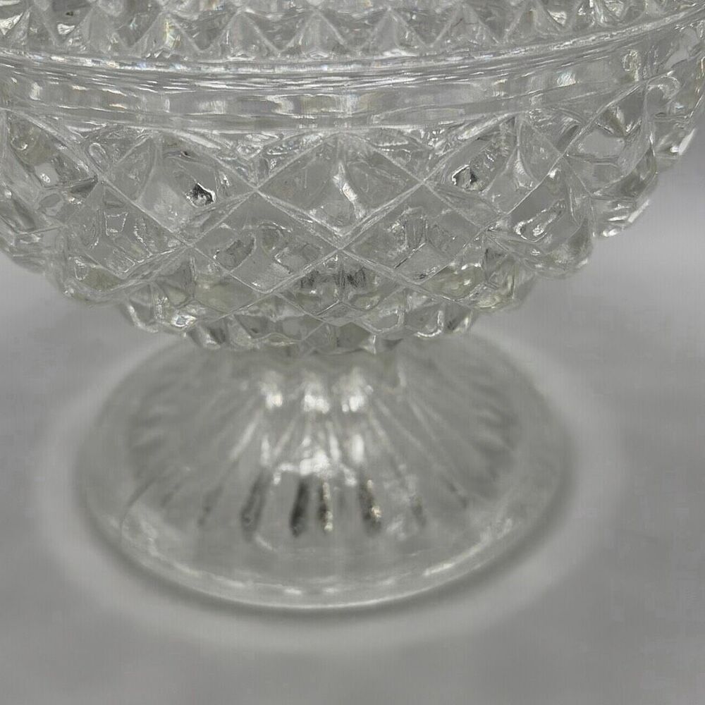 Vintage Anchor Hocking Wexford Diamond Pattern Pedestal Bowl - Picture 3 of 5